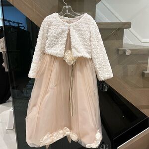 Kid's Dream White and Pink Floral Dress